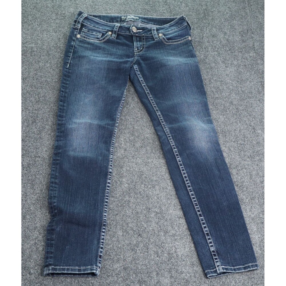 Silver Jeans Camden Slim Skinny Women W29 L31 Med Wash Y2K Contrast